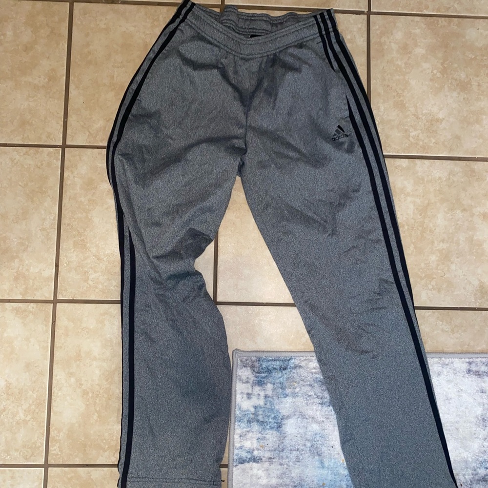 Grey and black adidas pants